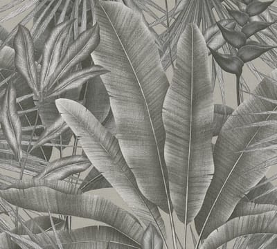 JUNGLESTIJL BLADEREN BEHANG | Botanisch - Grijs Beige Zwart Taupe - Livingwalls Stories of Life