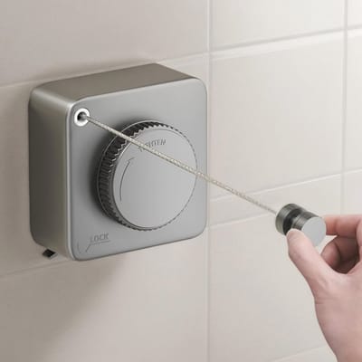 Intrekbare waslijn met doorhangbescherming - 4,8 m uittrekbaar voor wandmontage