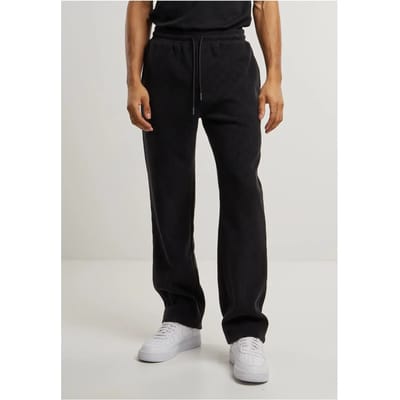 Urban Classics - Jacquard Velvet Wide Heren joggingbroek - XXL - Zwart