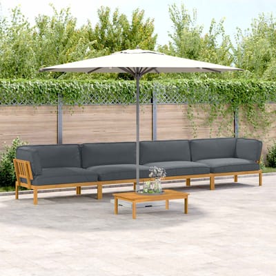 vidaXL - Bankstel - 5 - st - Antraciet - Massief - Acacia - Hout
