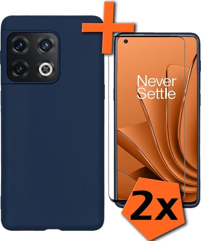 Hoes - Met 2x Screenprotector - Geschikt voor OnePlus 10 Pro - Sterk & Shockproof - Back Cover - Siliconen Case - Telefoon Hoes - Donkerblauw