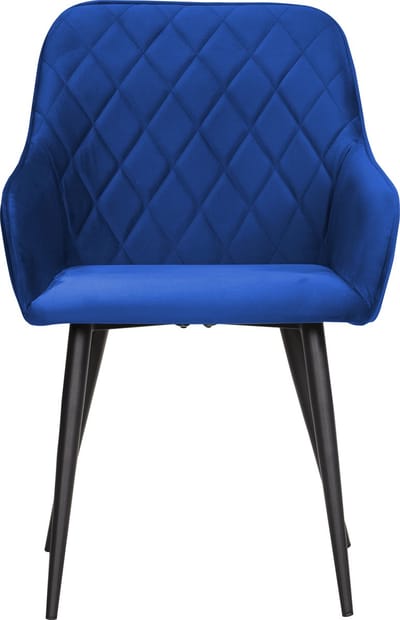 Soof&Tess - Set van 6 -Bergamo Eetkamerstoel - Donker blauw - Fluweel - Velvet - Industrieel - Met armleuning - Easy Clean Stoffen - Hoge Kwaliteit