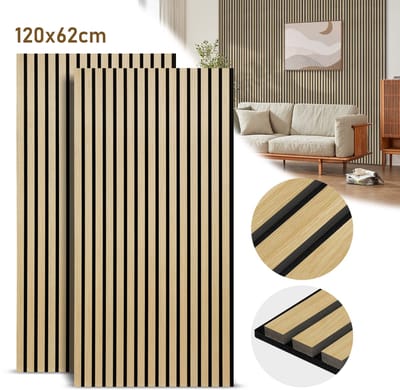 Akoestische panelen 2x Geluidsabsorberend paneel Geluidsdemping 120x60x2.1cm Akoestisch Wandpaneel Log