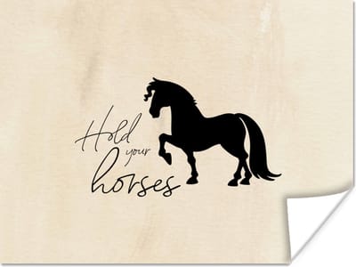 Poster Quotes - Spreuken - Paarden - Hold your horses - 160x120 cm XXL