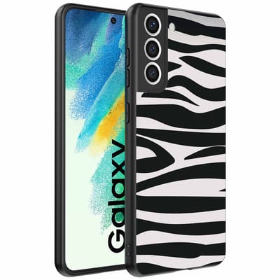 Geschikt voor Samsung Galaxy S21 FE Telefoonhoesje met zebra opdruk - TPU backcover case zebra design - Zwart Wit - Smartphonica geschikt voor Samsung Galaxy S21 FE