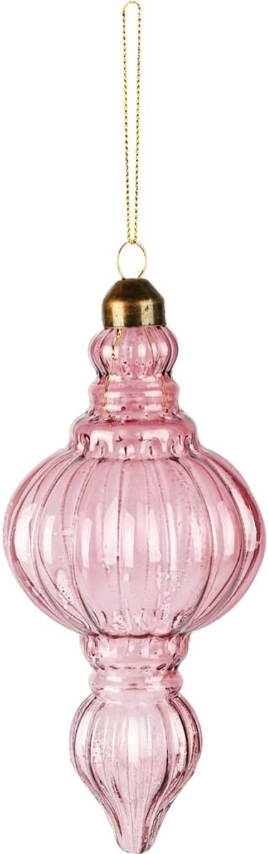 Dekoratief | Hanger ornament, roze, glas, 7x7x16cm | A255497