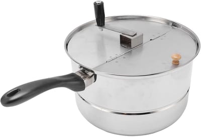 Popcornmaker - Popcornpan - Filmavond Thuis - Roestvrij Staal - 62.26 Ounces - Zilver