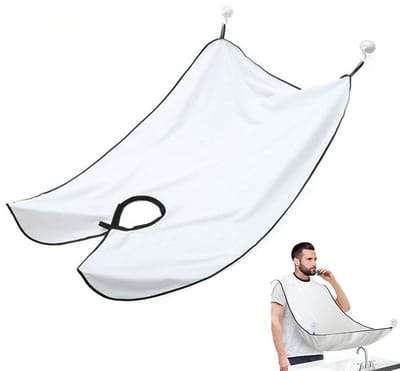 Baardtrimdoek - Doek voor het opvangen van scheerresten - Scheercape - Baardslab voor mannen - Slab - 110*75 cm - Met zuignap - Gemakkelijk schoon te maken - Geschikt voor het scheren van mannen - Wit