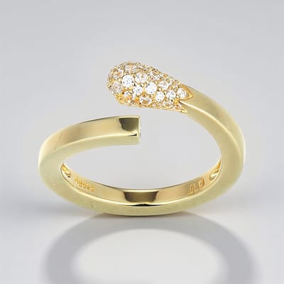 Cavill - Zilveren ring met witte topaas 0,024 ct & zirkoon 0,254 ct - 925 Sterling Zilver verguld - Modern open ontwerp - Elegant en stijlvol