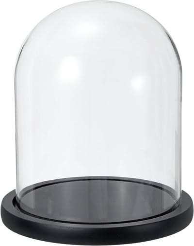 Duidelijke Glazen Koepel 7.3"x5.9" met Zwarte Houten Basis voor Tafelblad Decoratie en Kerstversiering