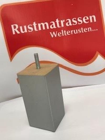 Set van 6 stuks Houten Meubelpoten hoogte 12 cm ALU GRIJS ( ZILVER ) met M8