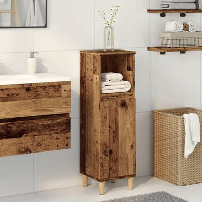 vidaXL - Badkamerkast - 30x30x100 - cm - bewerkt - hout - oud - houtkleurig