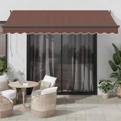 vidaXL - Uitschuifbare - luifel - Geel - met - Witte - Frame - 3,5 - x - 2,5 - m
