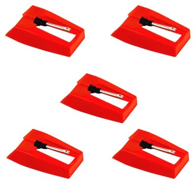 Vervangende Naald voor Platenspeler - Set van 5 - Duurzame Vinyl Naalden (Rood)