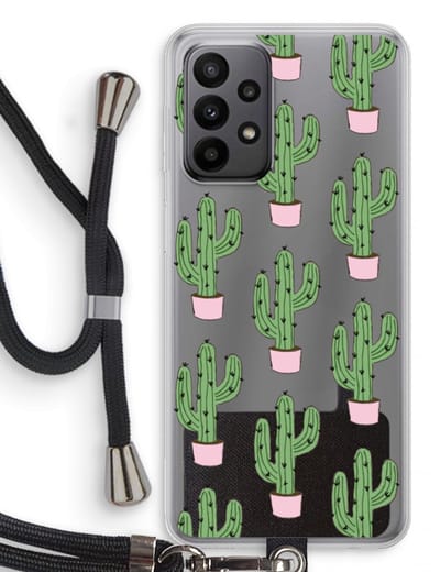 Case Company® - Hoesje met koord geschikt voor Samsung Galaxy A23 hoesje met Koord - Cactus Lover - Telefoonhoesje met Zwart Koord - Bescherming aan alle Kanten en Over de Schermrand
