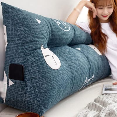 Leeskussen Driehoek - Rugsteun Kussen - Comfortabel Lezen - Afneembare Hoes - 60 x 23 x 50 - Grijs