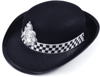 Rubies Politie/agent verkleed helm - zwart - vilt materiaal - voor volwassenen - Verkleed accessoires/helmen