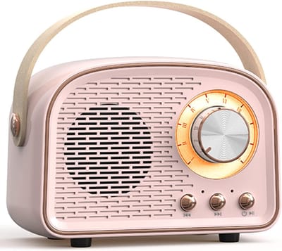 Retro Vintage Radio Bluetooth Speaker - Draadloze Stereo Speaker met FM Radio - Vintage Design - Bluetooth 5.0 Draadloze Speaker voor Kristalhelder Geluid - Perfect voor Thuis & Buiten - Roze