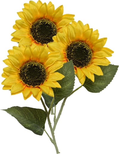 Everlands Kunstbloem Zonnebloem tak - 3x - 64 cm - geel - kunst zijdebloem - decoratie bloemen
