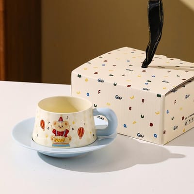 Sterprins Schattige Kunst Keramische Koffiekop Schotel Set Cadeau Hoge Precisie Frisse Keramische Kop Verjaardagsgezelschap 401-500ml