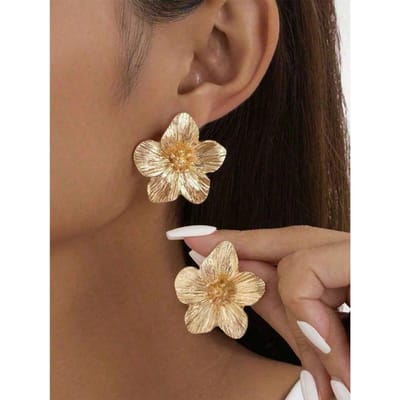 1 Paar Prachtige Meerkleurige Dopamine-Geïnspireerde Gouden Bloemen Stud Oorbellen Voor Vrouwen, Huwelijksgeschenk goud