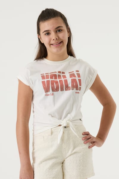 T-shirt met een decoratieve knoop in de taille meisje Garcia