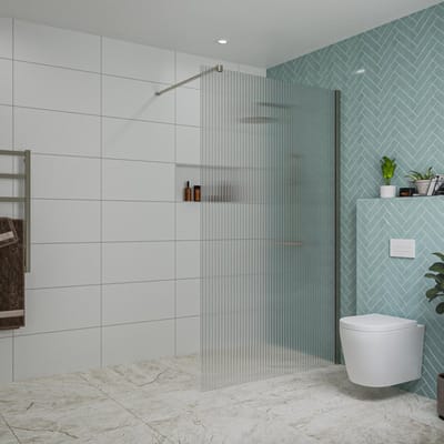 FugaFlow Eccelente Vetro inloopdouche badkamer - 120x200cm - ribbelglas - wandarm - gunmetal