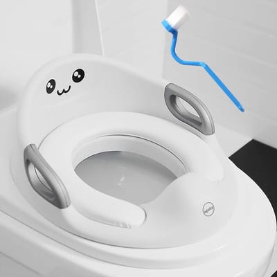 Kinder Toiletbril, Toiletbevestiging voor Kinderen Past op Ronde en Ovale Toiletten, Kinder Toiletbril met Verwijderbare Bekleding en Hoge Spatscherm.