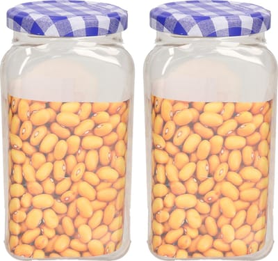 Plasticforte Weckpot/inmaakpot Classic - 2x - 600ml - kunststof - draaideksel - blauw - D7 x H15 cm