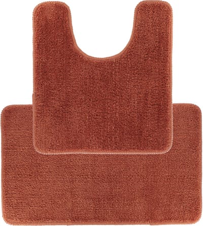 Tendance Badkamer Matten set Aquarius - roestbruin - toilet en bad mat - hoogpolig - microfiber