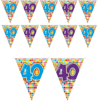Folat Vlaggenlijn/Slinger - 3x - 40 jaar - 3 m - verjaardag - mini vlaggen