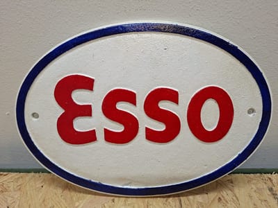Gietijzeren wandbord ESSO Logo - 41x7x0.7cm - Mancave - Garage - Werkplaats - Tuin - Huis - Funproducts.nl