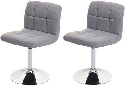 Set van 2 Kavala eetkamerstoelen, keukenstoelen, stof/textiel, verchroomd, draaibaar, MVG-gecertificeerd ~ lichtgrijs