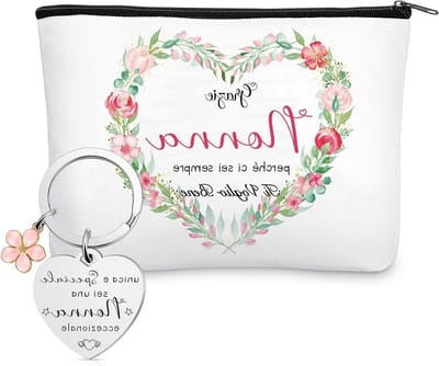 Cadeauset voor Oma met Cosmetica Tas en Sleutelhanger met Bloem, Perfect voor Verjaardag, Moederdag of Kerst, Multikleurige Accessoires
