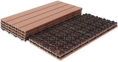 Terrastegels, 30 stuks, kliktegels met houtlook, WPC-tegel, 30 x 60 cm, bruin