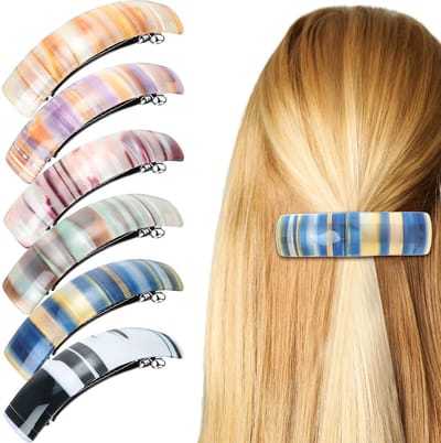 Haarspeld - Haar Accessoire - Haarclip - Gebogen Platte Clips - Platte Klauwclip voor Vrouwen - Sterke Grip - Geschikt Voor Dik en Dun Haar - Klassieke Retro - Geschikt Voor Vrouwen en Meisjes - Striped style, 6 pieces