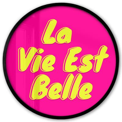 Poster in lijst Rond - Fotolijst 40x40 cm - Posters - Quote - Retro - Roze - Ronde posterlijst zwart - Decoratie - Wanddecoratie woonkamer - Muurdecoratie slaapkamer