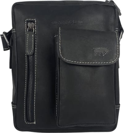 Schoudertassen Vrouw - Schoudertassen Heren - Crossbody Tas - Leer - Zwart