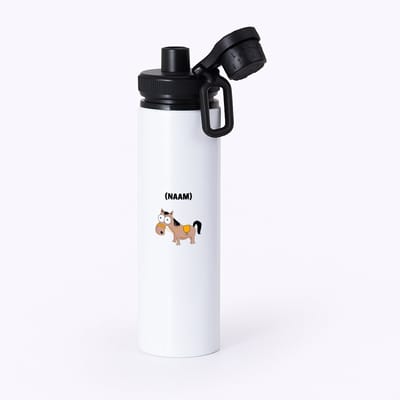 Hacebo® - Paardrijden met eigen naam waterfles met draaidop zwart - Paardrijden - Paardrijder - Sport - water fles - 850ML