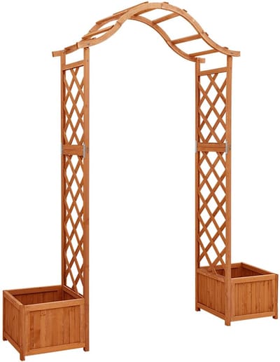 Plantenbak met klimrek - Bloembak - Weerbestendig - Met trellis - Buiten - Plantenrek - Rechthoekig - Natuurlijk