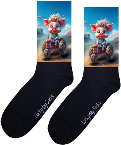 Luckyday Socks - Unisex sokken - Tractor - cadeau sokken - Maat 37-44