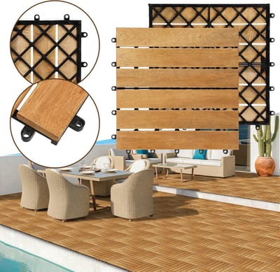 Akazienhout Terrastegels 30x30cm FSC-gecertificeerd 55 Stuks = 5m² Kliksysteem Zonder Gereedschap