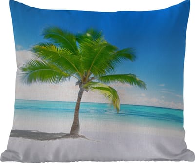 Tuinkussen - Palmboom - Strand - Zee - Zomer - 40x40 cm - Weerbestendig