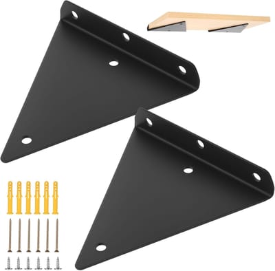 Famanu – Set van 2 onzichtbare plankhouders, driehoekige wandhouders voor zwevende planken, 13 x 14 cm