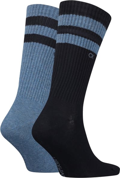 Calvin Klein Sock Stripes (2-pack) - heren sokken - donkerblauw met jeansblauw gestreept