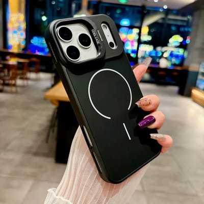 MagSafe Case met Lensbescherming & Standaardfunctie Zwart - Hoesje Geschikt voor: iPhone 17 Pro