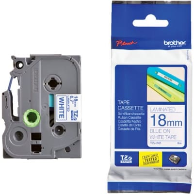 Brother labelprinter-tapes Gloss Laminated Labelling Tape - 18mm, Blue/White