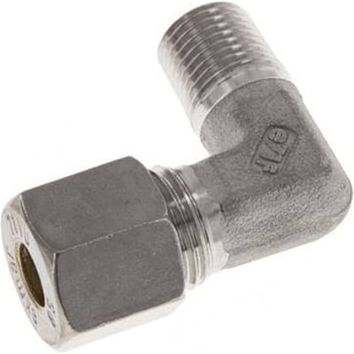 R 1/4'' Buitendraad x 8S RVS L-Knelfitting 90 graden 630 Bar DIN 2353 - FL2E-MO-ST-014R-08-S