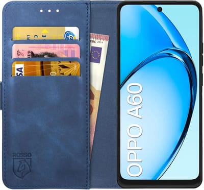 Rosso Element Geschikt voor Oppo A60 4G | Wallet Book Case | Portemonnee Hoesje | 3 Pasjes | Magneetsluiting | Stand Functie | Blauw