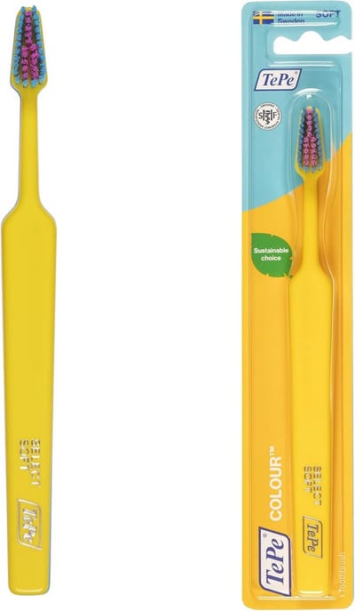 Zachte Tandenborstel - Poetsborstel Reiniger - Mondhygiëne - Taps Toelopende Kop - 23.1 cm - Geel